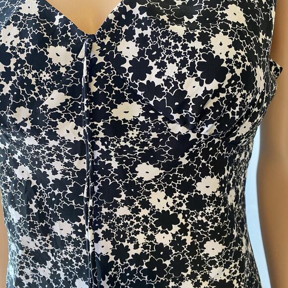 Express Vtg Y2K Floral Babydoll Midi Slip Dress Sz 7/8 Fairy Goth Black White - Picture 8 of 13